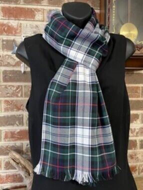 Green & White Tartan Plaid Scarf